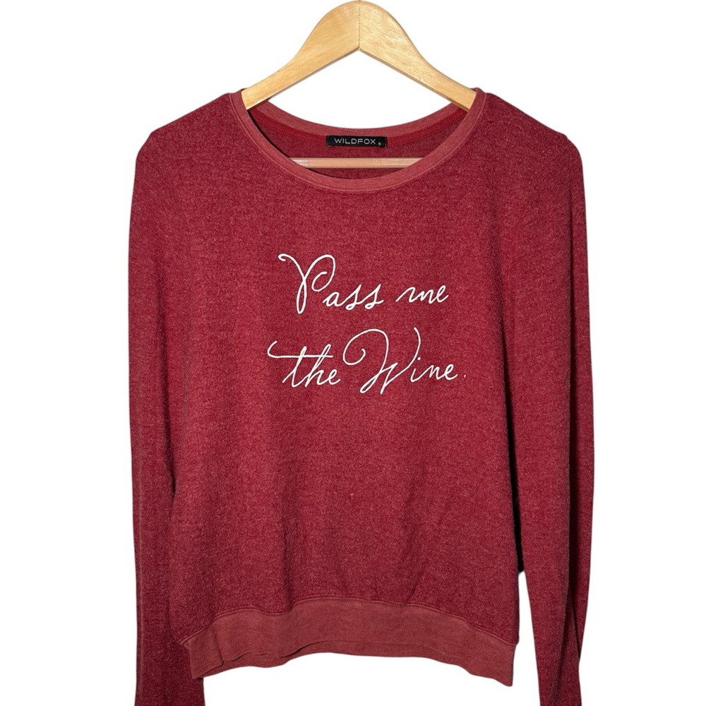 Wildfox Couture "Pass Me The Wine" Baggy Beach Jumper Red Soft Size Small - Picture 1 of 5